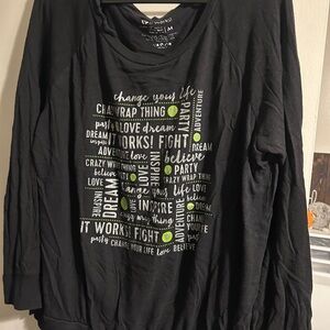 Black Long Sleeve Tee with Motivational Print